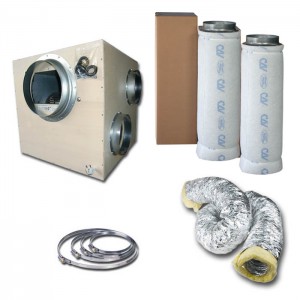 Kit aspiratore Insonorizzato + Filtro antiodore a carboni attivi Ø25CM - 5000 m3/h