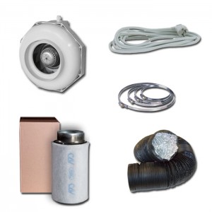 Kit aspiratore d'aria + Filtro antiodore a carboni attivi Ø16CM - 460 m3/h