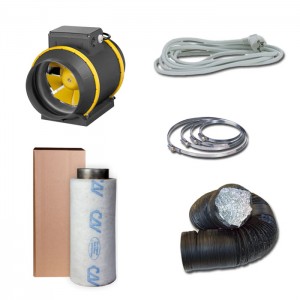 Kit aspiratore d'aria + Filtro antiodore a carboni attivi Ø16CM - 615 m3/h